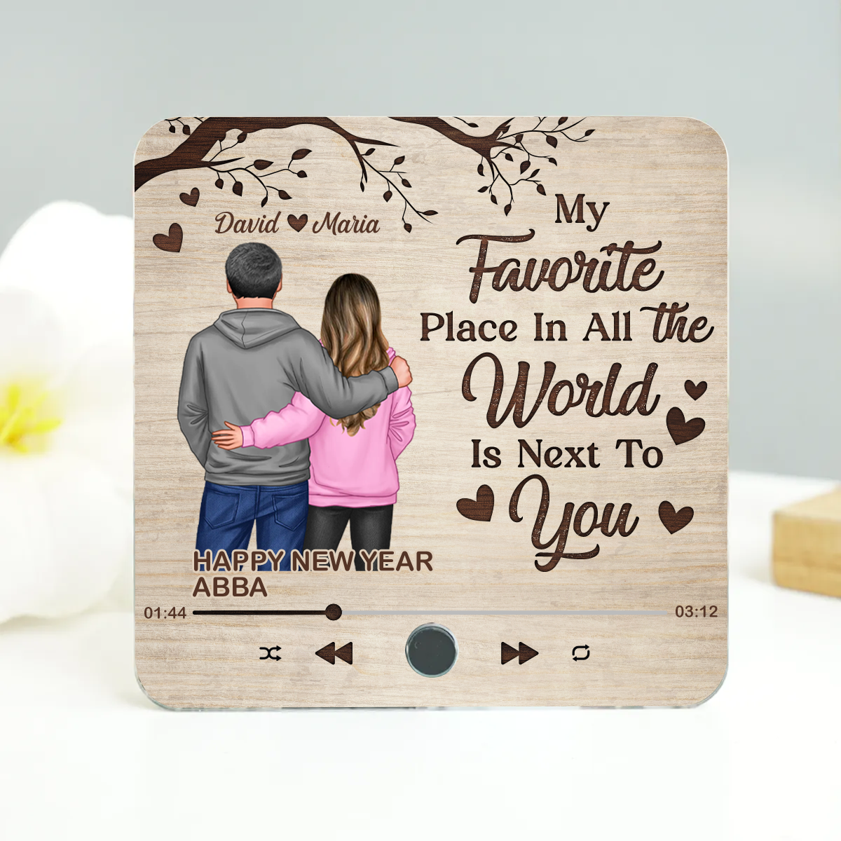 Favorite Place In The World Couple Standing Back View Personalized Music Fridge Magnet, Heartfelt 2025 Valentine's Day Gift, Anniversary Gift For Couple, For Him, For Her, Husband, Wife