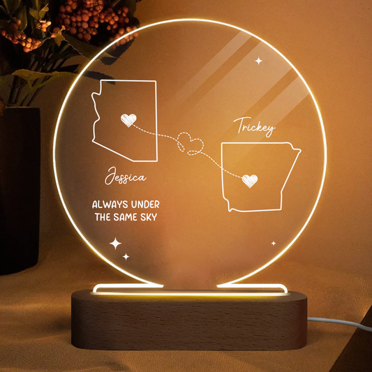 Custom Two Map Night Light for Couples, Gift for Her/Him, Long Distance Relationship Gift, Going Away Gift, Couple Gift, Christmas Gift