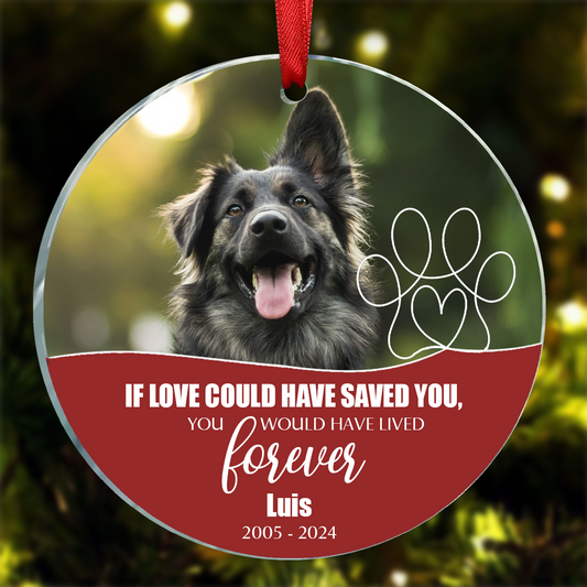 Dog Cat Memorial If Love Could Have Saved You Half Photo Circle Personalized Decorative Christmas Ornament