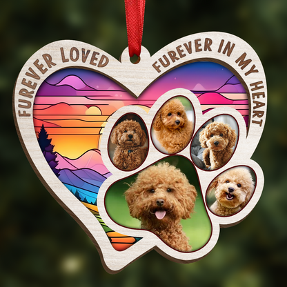 Custom Photo Furever Loved - Personalized Wooden Ornament