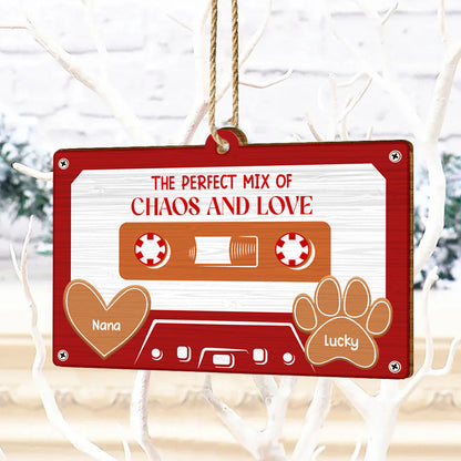 The Perfect Mix Of Chaos And Love - Personalized Custom Shaped Wooden Ornament