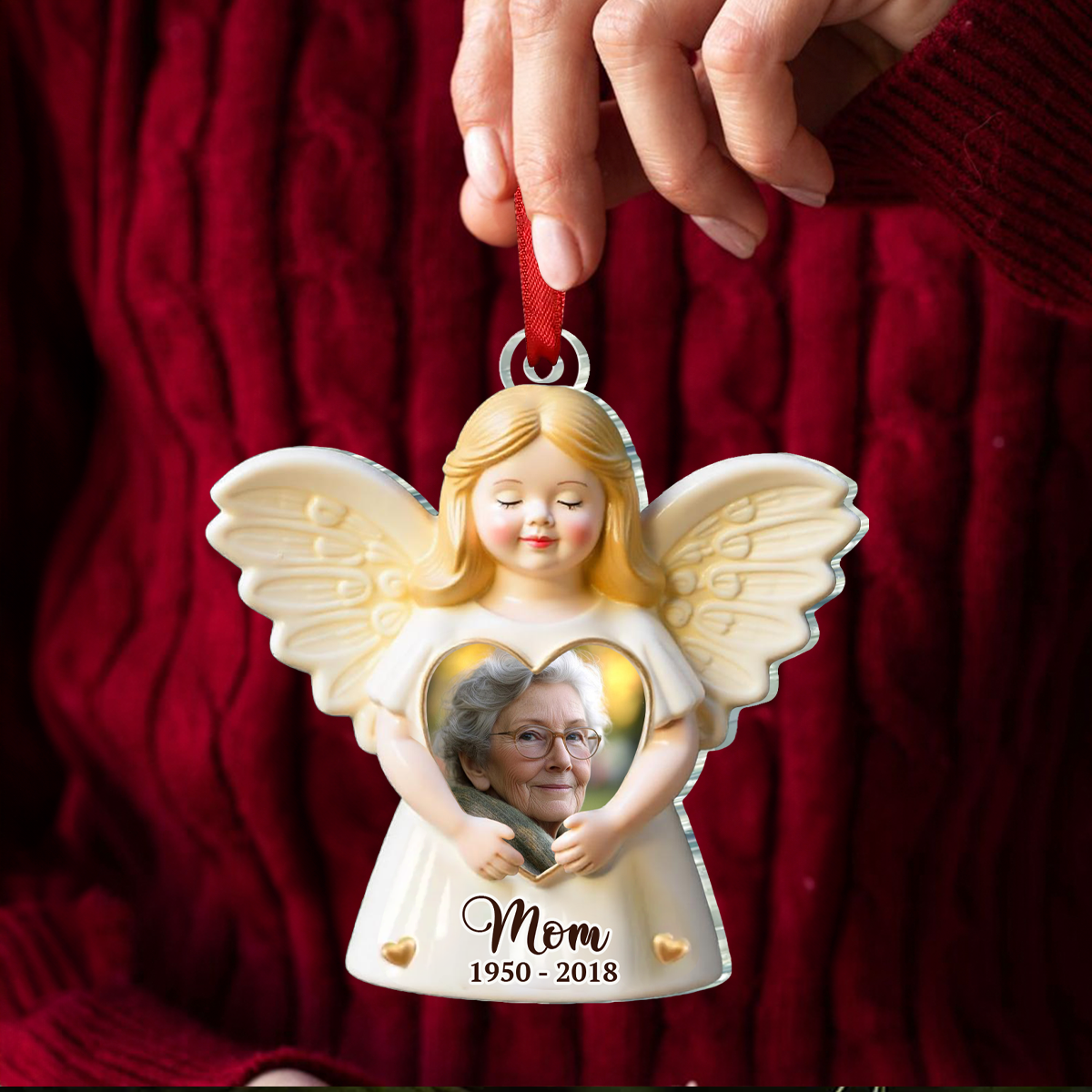 Custom Photo Remembered With Love - Memorial Personalized Custom Ornament - Acrylic Custom Shaped - Sympathy Gift, Christmas Gift For Family Members