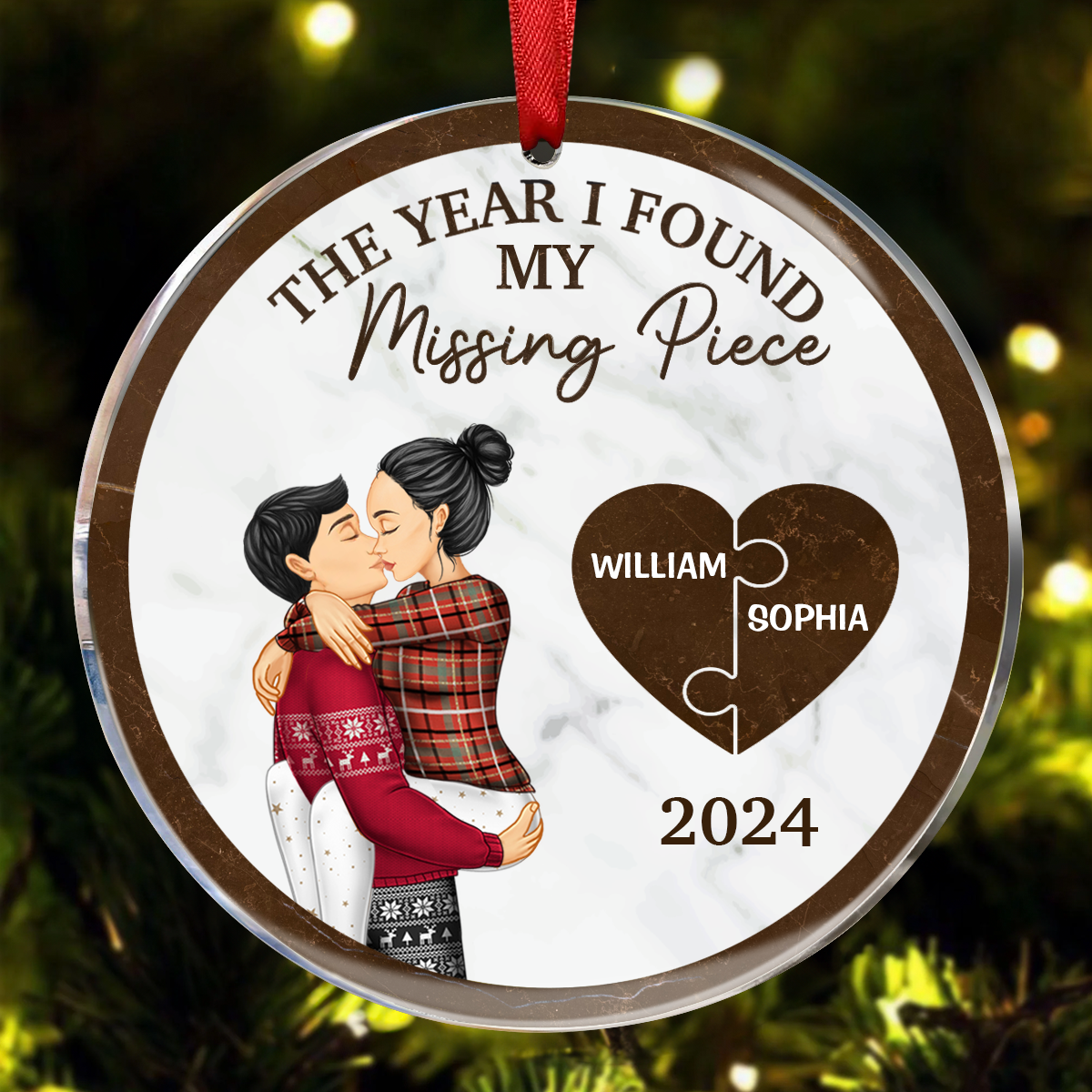 The Year I Found My Missing Piece Kissing Couples - Personalized Acrylic Ornament