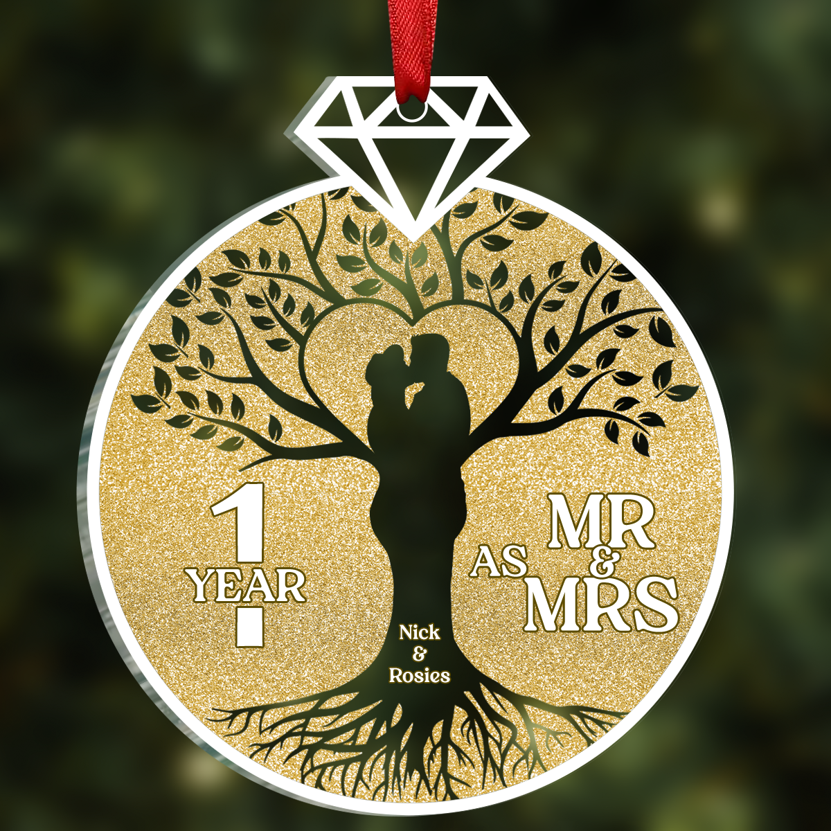 Mr. & Mrs. Couple Wedding Anniversary - Personalized Custom Shaped Acrylic Ornament