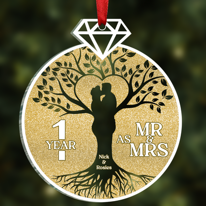 Mr. & Mrs. Couple Wedding Anniversary - Personalized Custom Shaped Acrylic Ornament