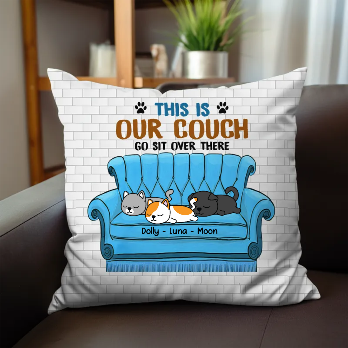 Cat Lovers - This Is Our Couch Sit Over There, Personalized Pillow, Custom Gift For Cat Dad Cat Mom - Makezbright Gifts