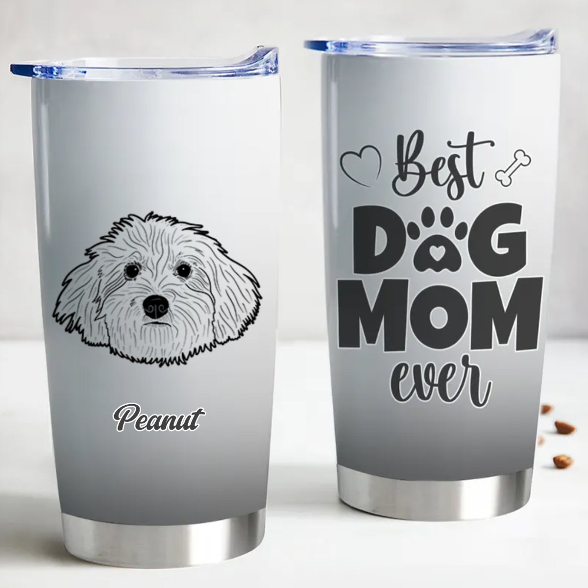 20oz Dog Lovers - Best Dog Mom Ombre Background - Personalized Tumbler (TB) - Makezbright Gifts