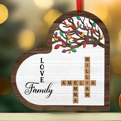 Love Family Crossword Scrabble - Personalized Wooden Ornament