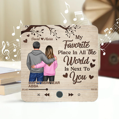 Favorite Place In The World Couple Standing Back View Personalized Music Fridge Magnet, Heartfelt 2025 Valentine's Day Gift, Anniversary Gift For Couple, For Him, For Her, Husband, Wife