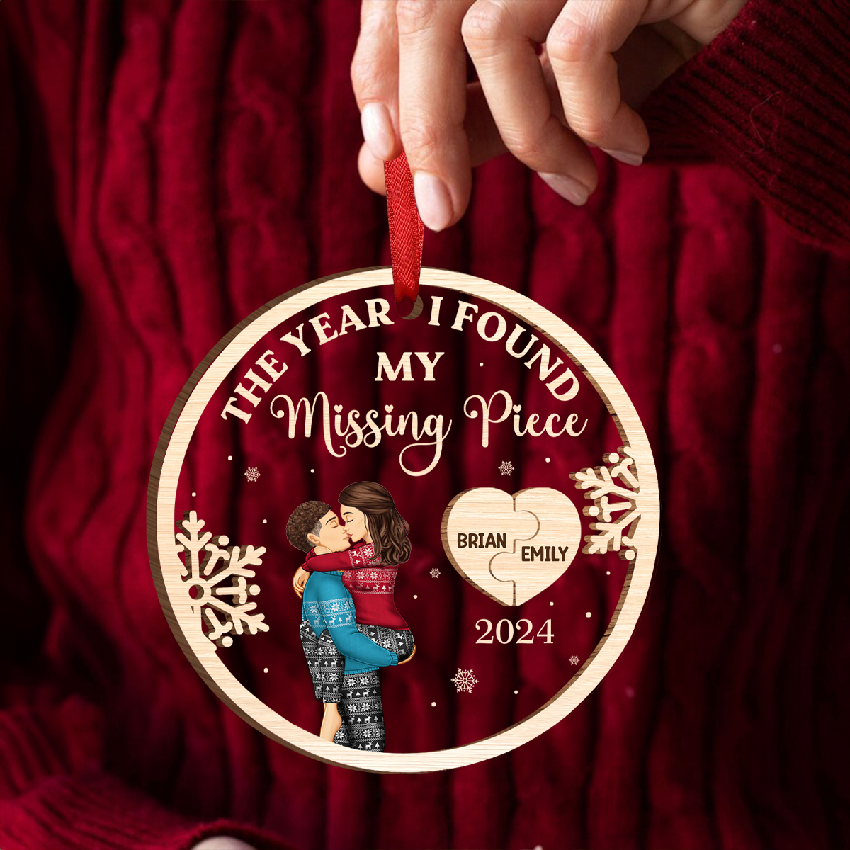 The Year I Found My Missing Piece Kissing Couples - Personalized Acrylic Ornament