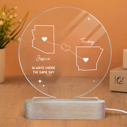 Custom Two Map Night Light for Couples, Gift for Her/Him, Long Distance Relationship Gift, Going Away Gift, Couple Gift, Christmas Gift