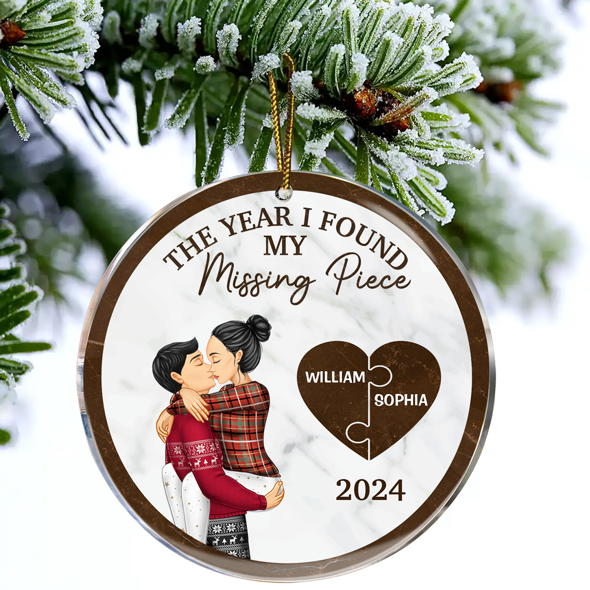 The Year I Found My Missing Piece Kissing Couples - Personalized Acrylic Ornament