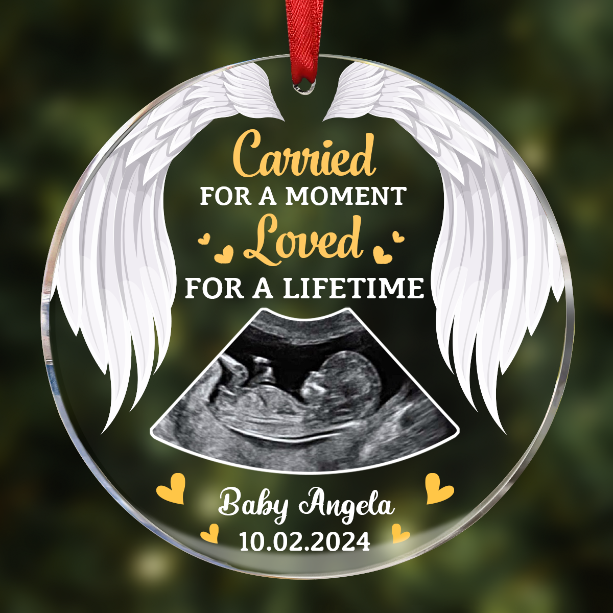 Custom Photo Memorial Carried For A Moment Loved For A Lifetime - Personalized Circle Ornament