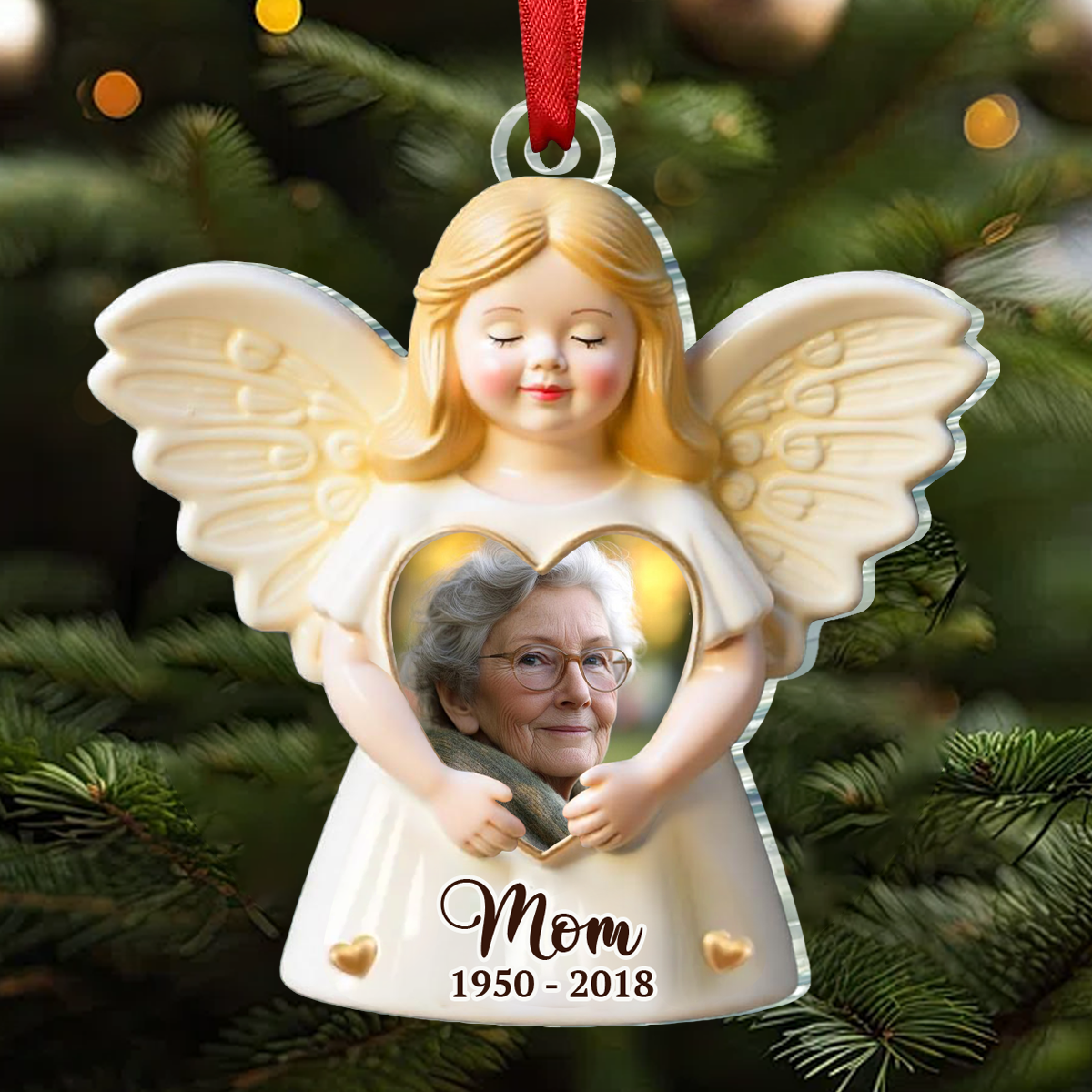 Custom Photo Remembered With Love - Memorial Personalized Custom Ornament - Acrylic Custom Shaped - Sympathy Gift, Christmas Gift For Family Members