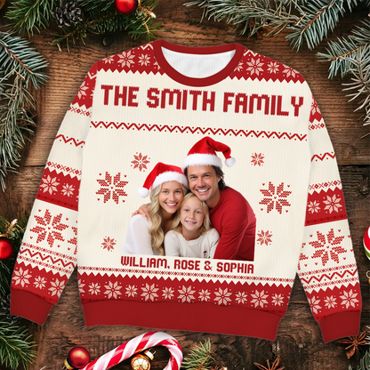 Custom Photo - Christmas, Funny Gift For Family, Couple, Dad, Mom, Grandpa, Grandma - Personalized Unisex Ugly Sweater