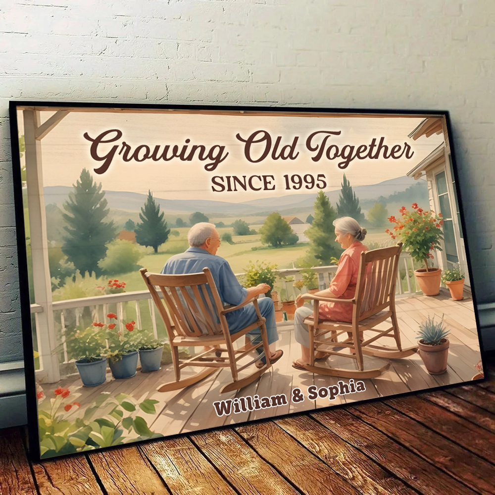 Old Couple Sitting Together On The Porch Personalized Poster, Heartfelt Valentine's Day Gift For Him, For Her, Husband, Wife