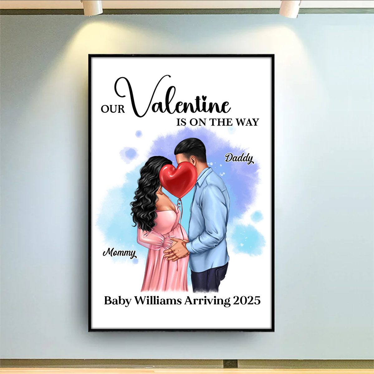 Kissing Couple, Expecting Parents, Pregnancy Couple Personalized Poster, Valentine's Day Gift, Pregnancy Announcement