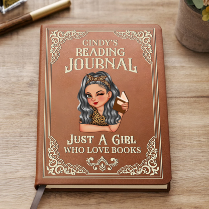 A Girl Who Loves Books Reading Journal - Personalized Leather Journal