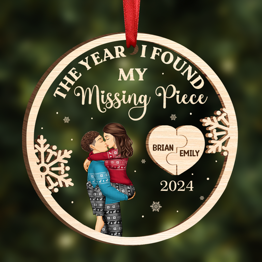 The Year I Found My Missing Piece Kissing Couples - Personalized Acrylic Ornament