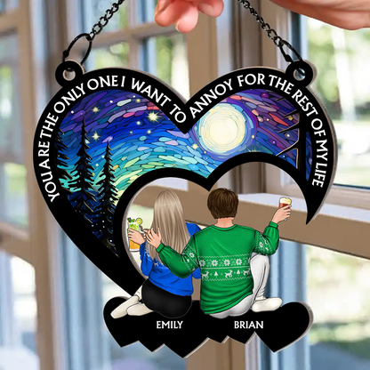 Christmas Couple Annoy For The Rest Of My Life - Personalized Window Hanging Suncatcher Ornament