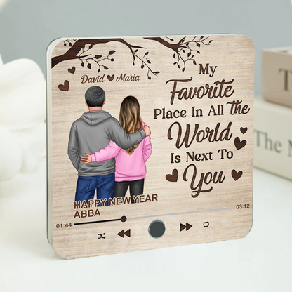 Favorite Place In The World Couple Standing Back View Personalized Music Fridge Magnet, Heartfelt 2025 Valentine's Day Gift, Anniversary Gift For Couple, For Him, For Her, Husband, Wife