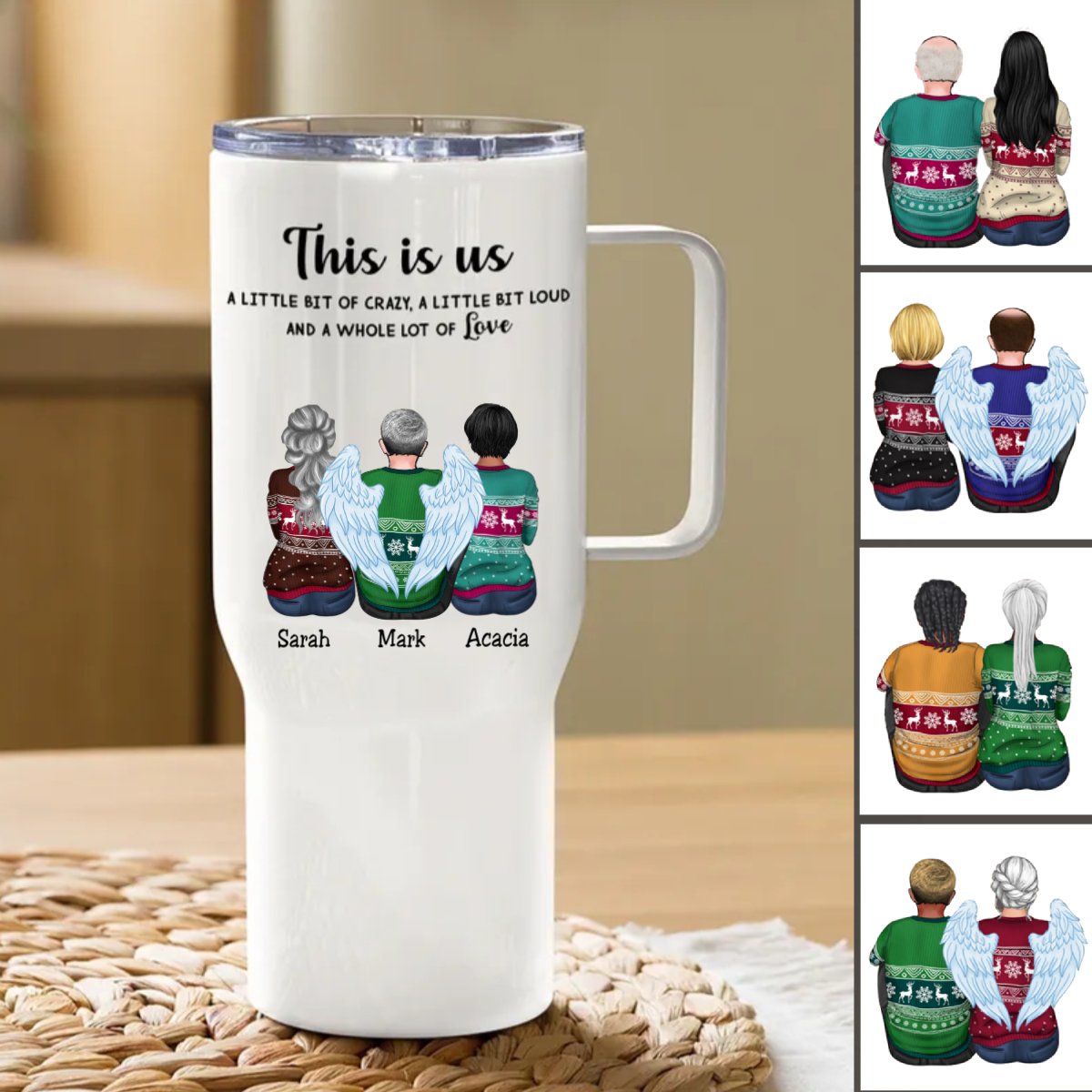 40oz Family - This is Us, A Little Bit Of Crazy, A Little Bit Loud, And A Whole Lot Of Love - Personalized Tumbler With Handle (LH) - Makezbright Gifts