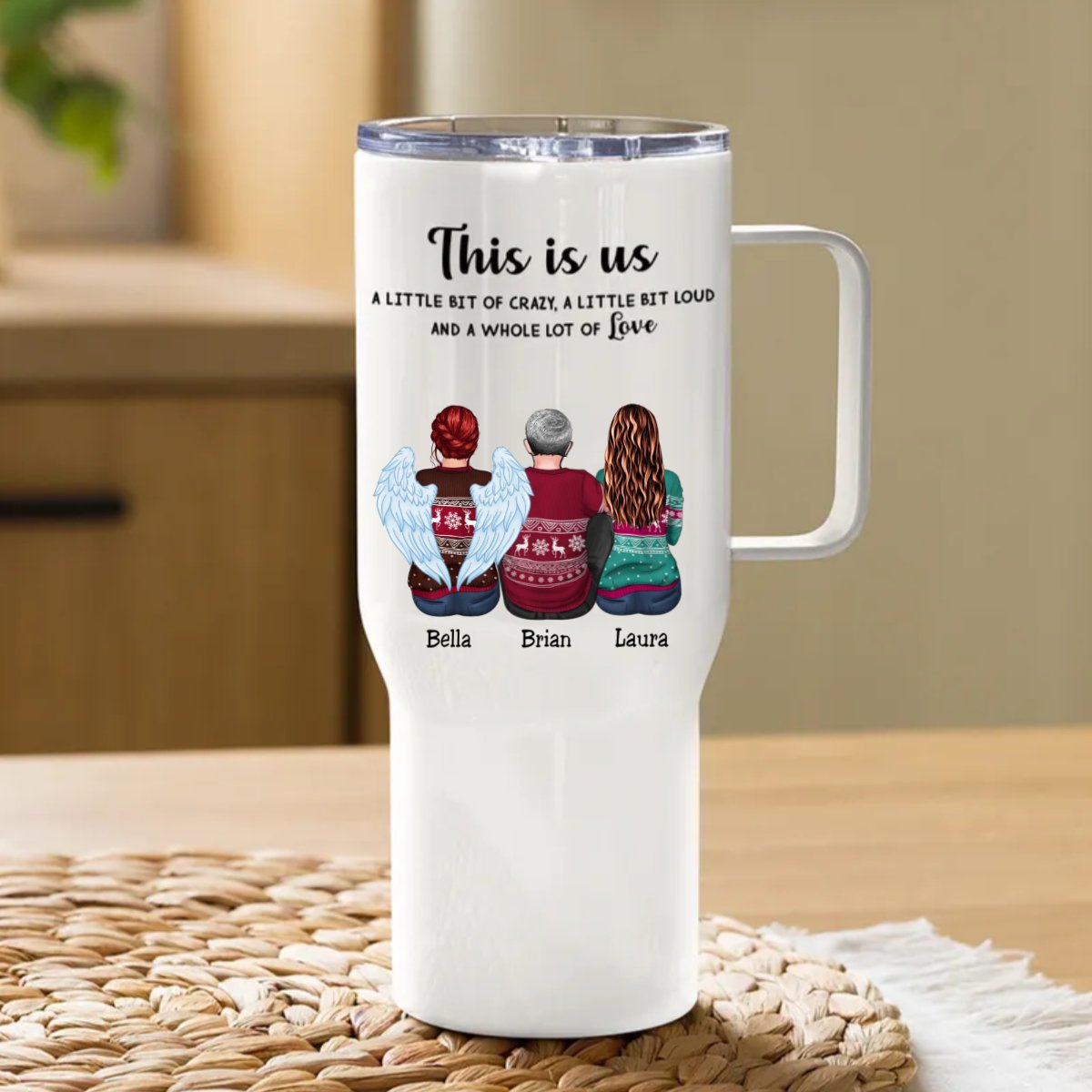 40oz Family - This is Us, A Little Bit Of Crazy, A Little Bit Loud, And A Whole Lot Of Love - Personalized Tumbler With Handle (LH) - Makezbright Gifts