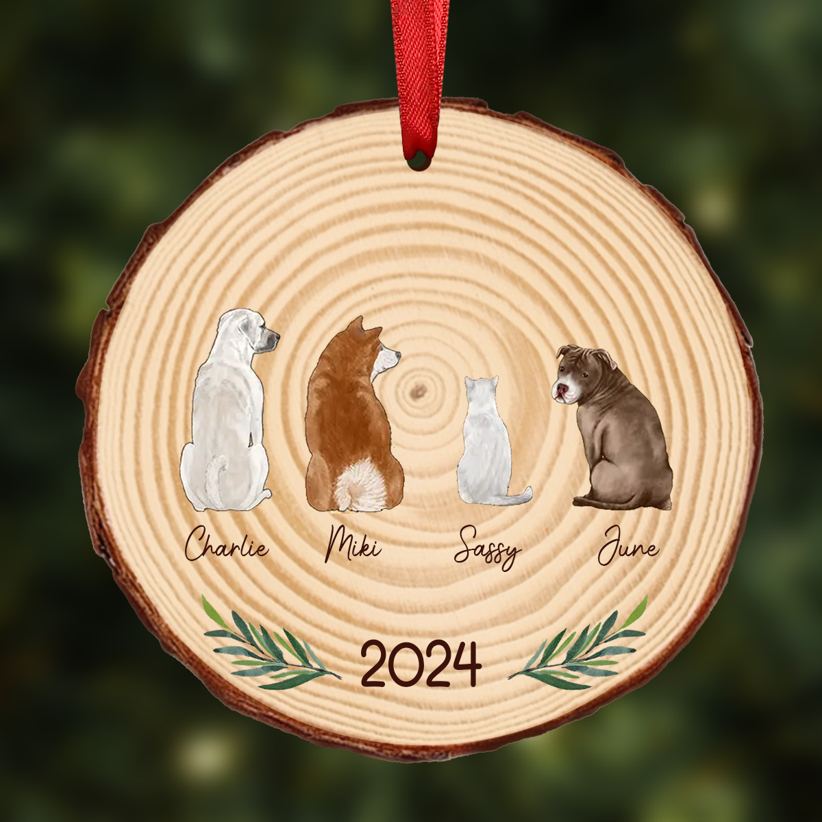 My Dogs Cats Pet 2024 - Gift For Dog Cat Lovers - Personalized Wood Slice Ornament