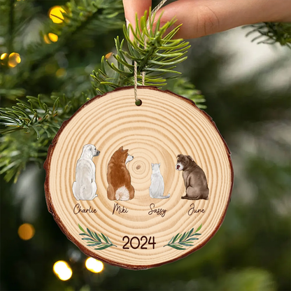 My Dogs Cats Pet 2024 - Gift For Dog Cat Lovers - Personalized Wood Slice Ornament