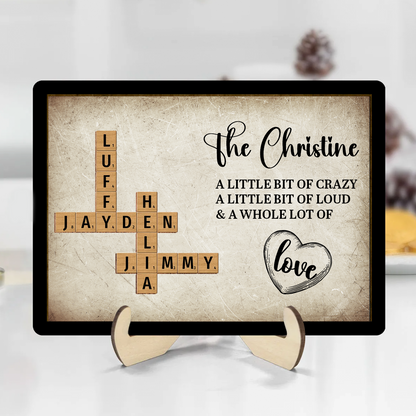 Family Whole Lot Of Love Crossword Puzzle Art - Captured In A Moment, Cherished For A Lifetime Personalized 2-Layered Wooden Plaque