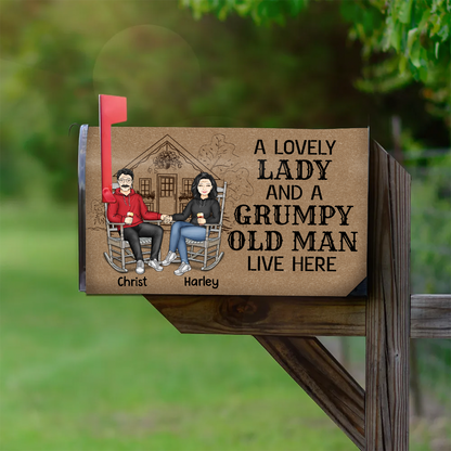 Couple A Lovely Lady And A Grumpy Old Man Live Here - Personalized Mailbox Cover