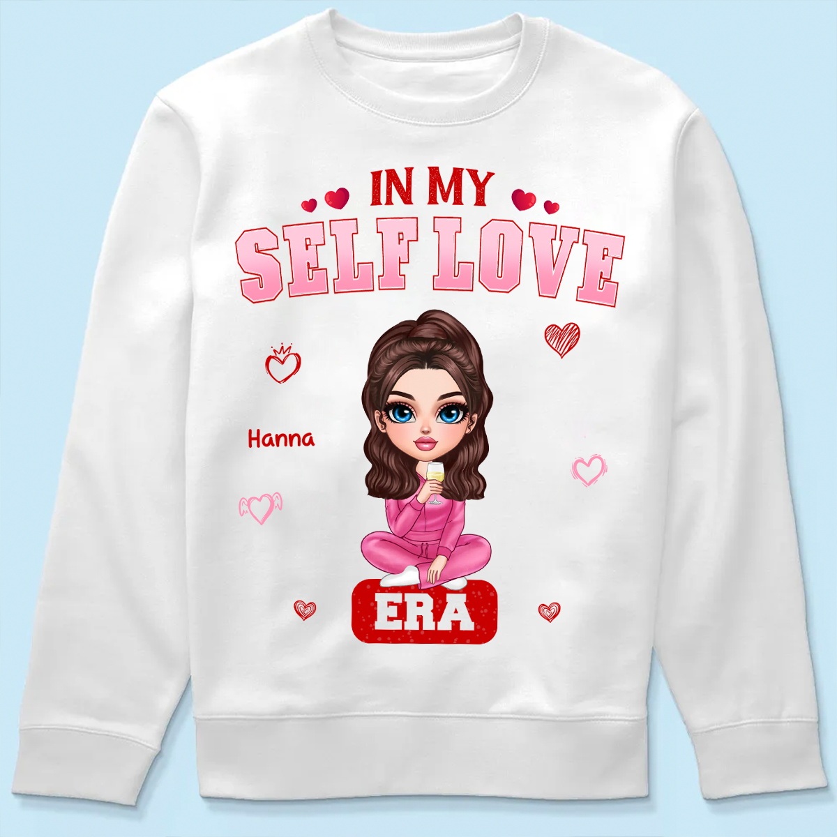 In My Self Love Era Valentine's Personalized Sweater, Personalized Valentine Anti-Valentine Sweater