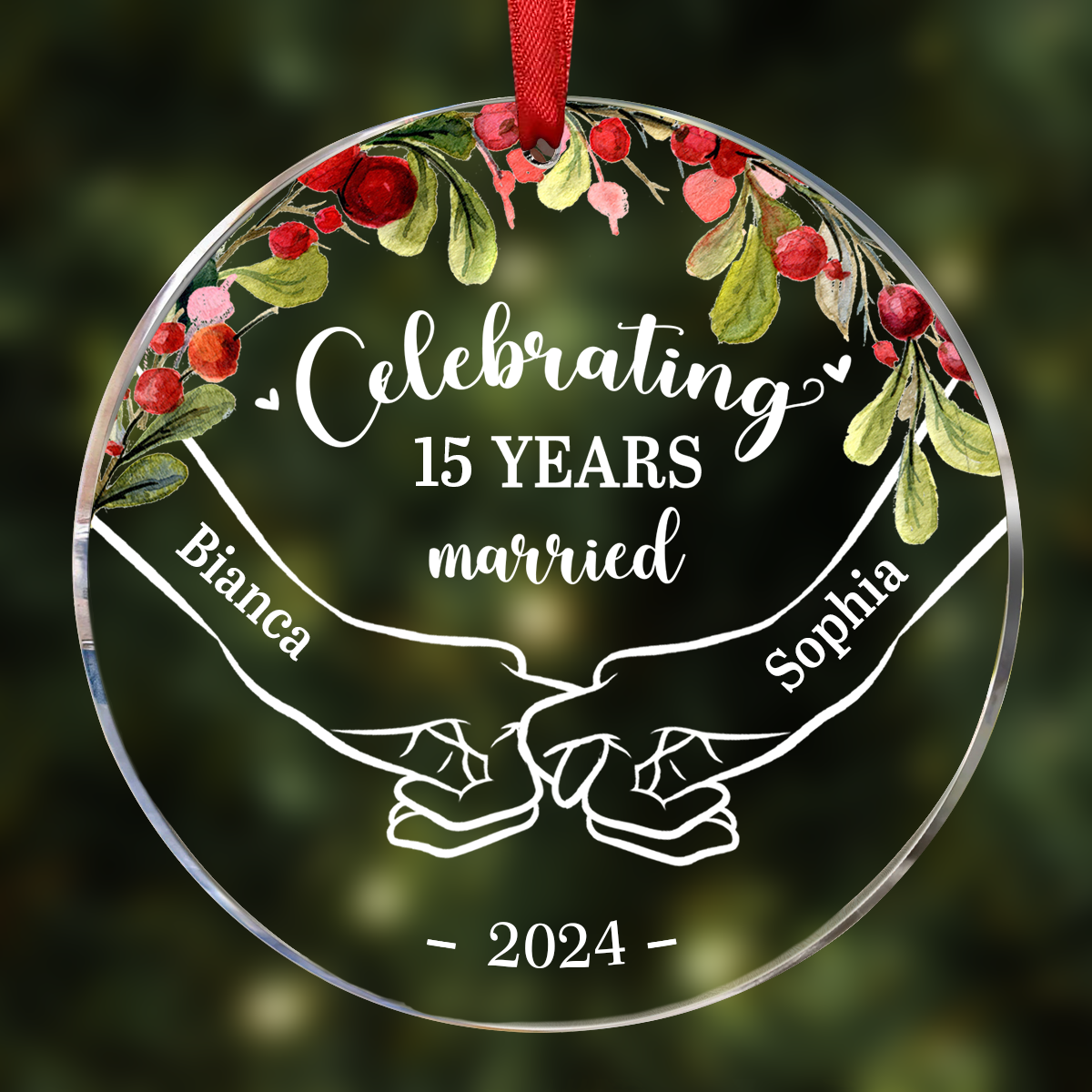 Happy Anniversary Celebrating Married - Personalized Circle Acrylic Ornament