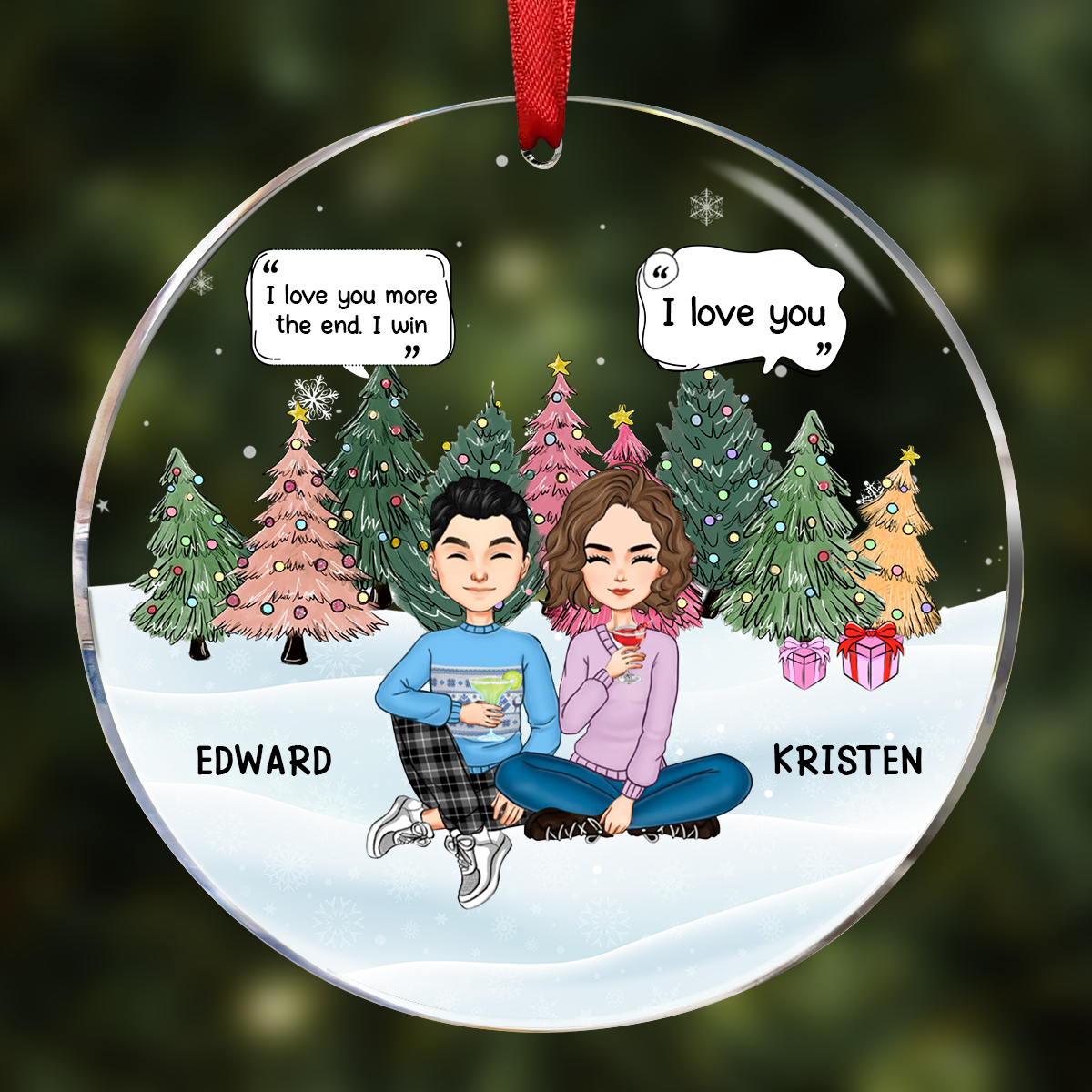 Christmas Couple I Love You More The End - Personalized Circle Acrylic Ornament