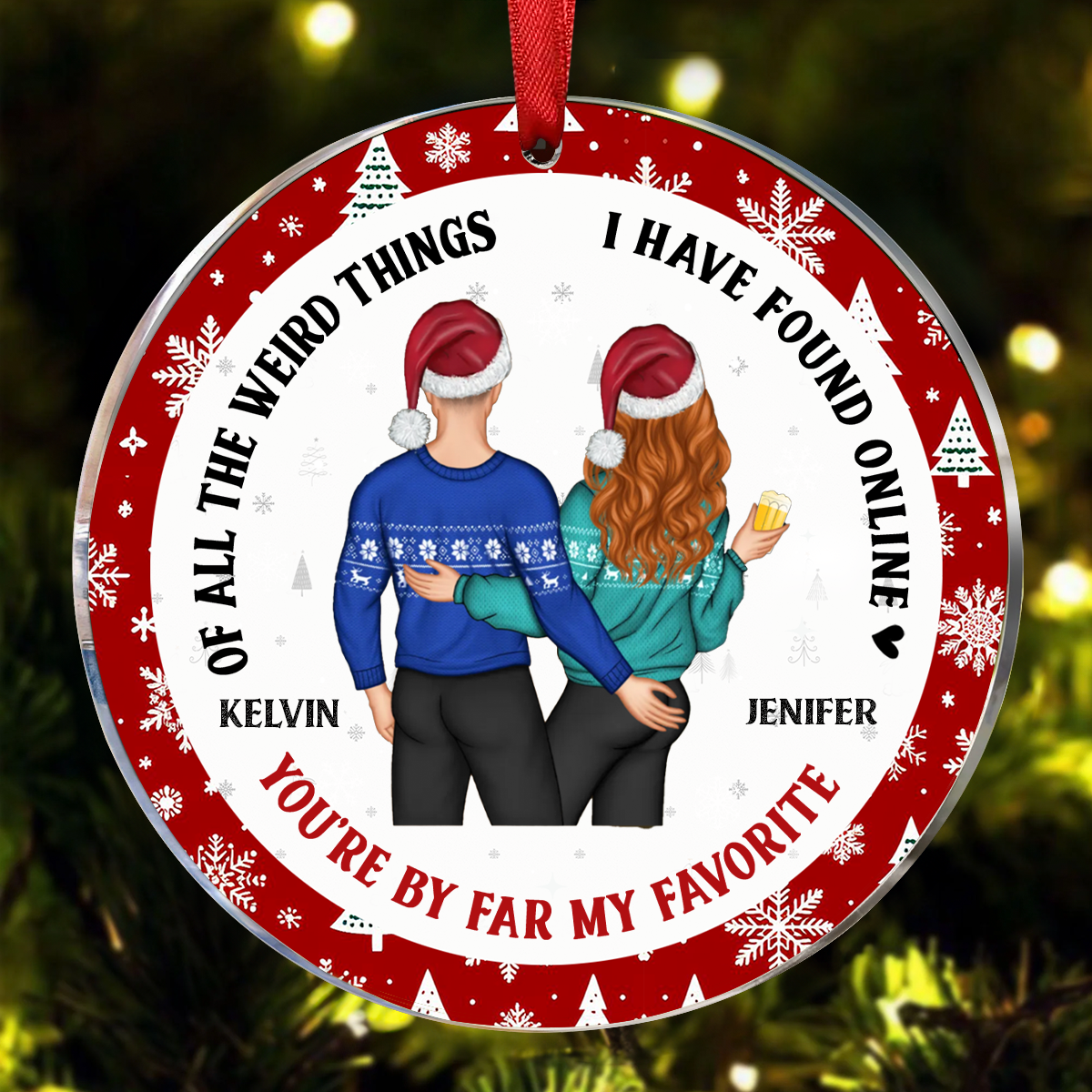 You Are My Favorite By Far Christmas Gift For Couples - Personalized Couple Ornament