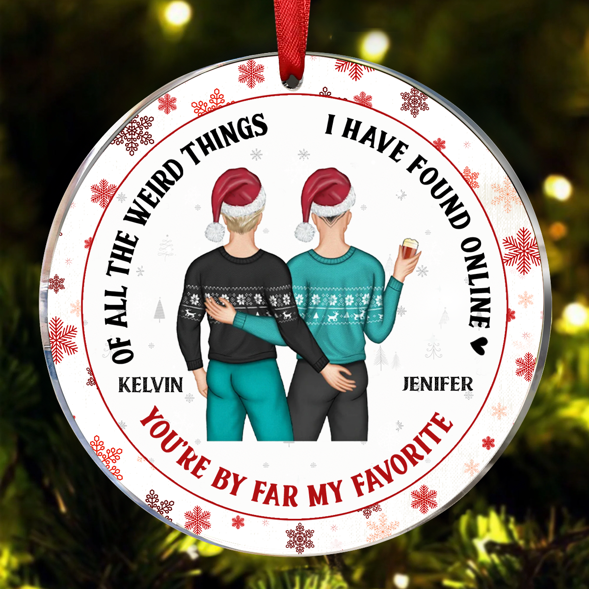 You Are My Favorite By Far Christmas Gift For Couples - Personalized Couple Ornament