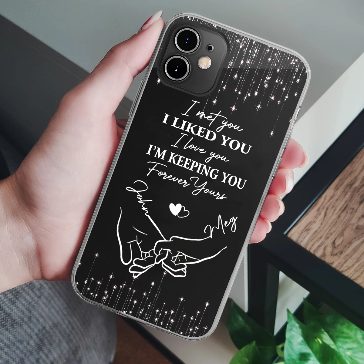 Your Hand Fits Perfectly In Mine - Couple Personalized Custom Clear Phone Case - Gift For Husband Wife, Anniversary