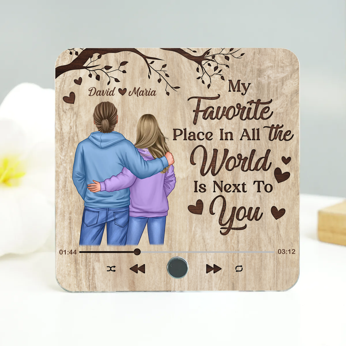 Favorite Place In The World Couple Standing Back View Personalized Bluetooth Music Fridge Magnet, Gift For Him, For Her, For Valentine's Day