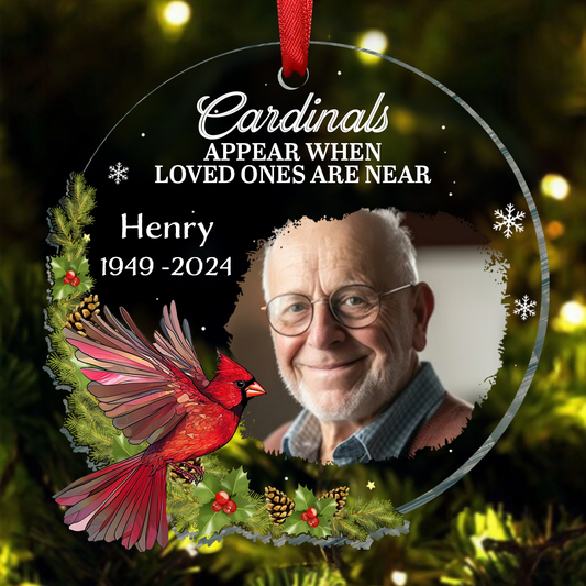 Custom Photo Memorial When Loved Ones Are Near - Personalized Custom Shaped Acrylic Ornament