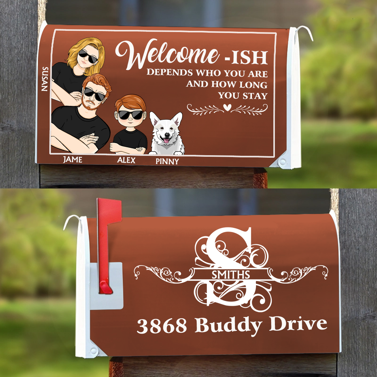 Welcome-ish Depends Who You Are Couples Family Cats Dogs - Personalized Mailbox Cover