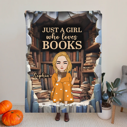 Just A Girl Who Loves Books - Personalized Fleece Blanket