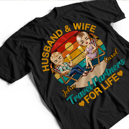 Husband And Wife Travel Partners For Life Beach Traveling Couple - Personalized Custom T Shirt  5.0 (89)