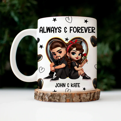 Pretty Couple Roses Heart Together Since Personalized AOP Mug, Valentine's Day Gift, Anniversary Gift for Couples