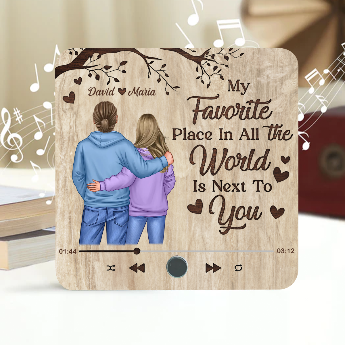 Favorite Place In The World Couple Standing Back View Personalized Bluetooth Music Fridge Magnet, Gift For Him, For Her, For Valentine's Day