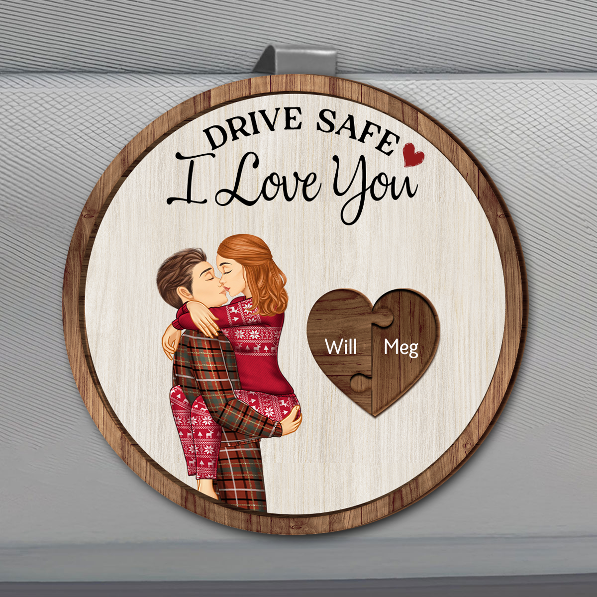 Drive Safe I Love You Kissing Couples - Personalized Custom Shaped Car Visor Clip