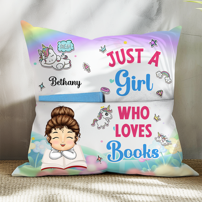 Kid Just A Girl Boy Who Loves Books - Gift For Book Lovers - Personalized Pocket Pillow