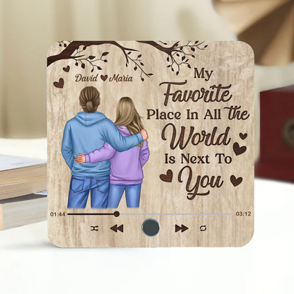 Favorite Place In The World Couple Standing Back View Personalized Bluetooth Music Fridge Magnet, Gift For Him, For Her, For Valentine's Day