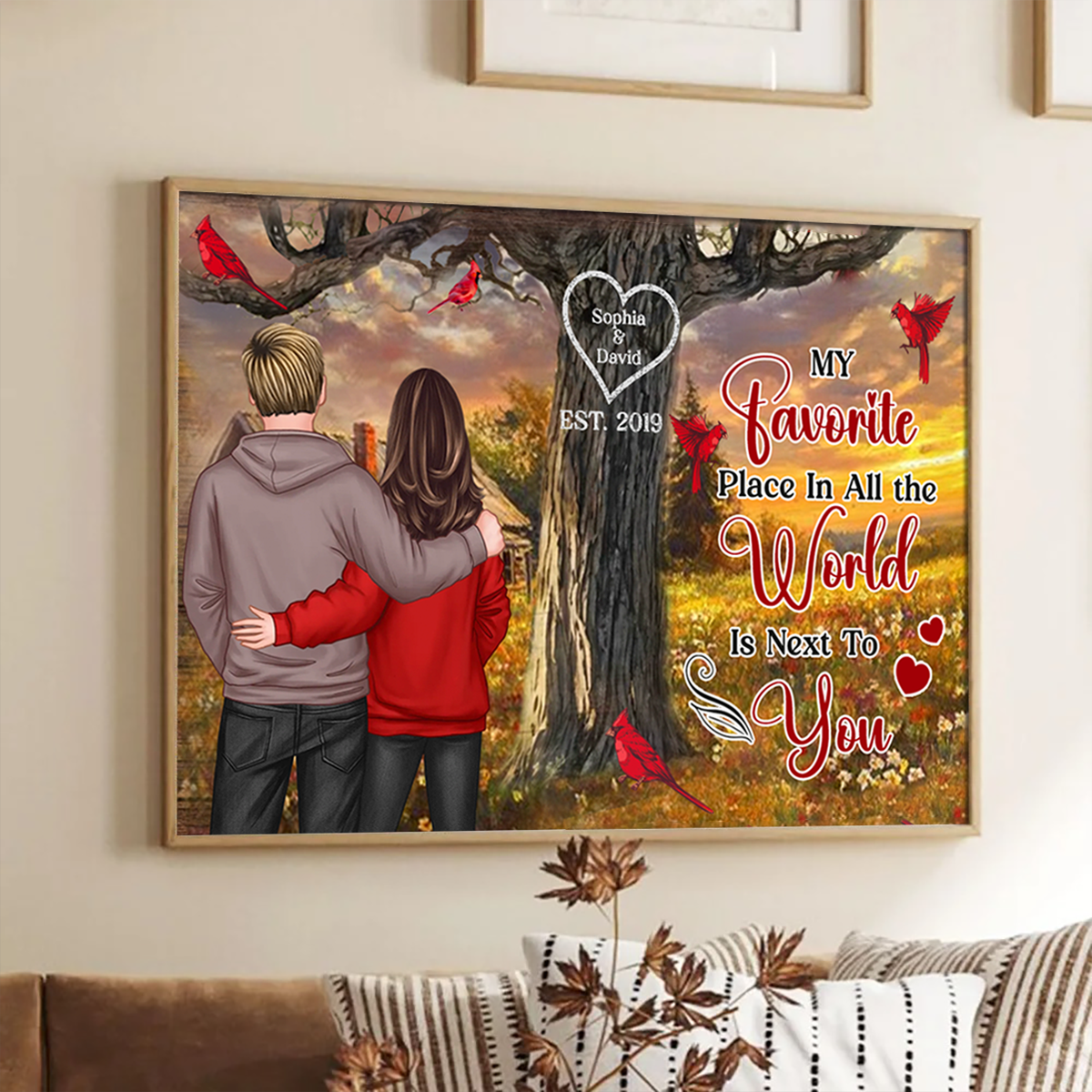 Personalized Couples Tree Large Farmhouse Poster Wall Art, Valentine's Day Gift, Anniversary Gift For Couples, For Him, For Her