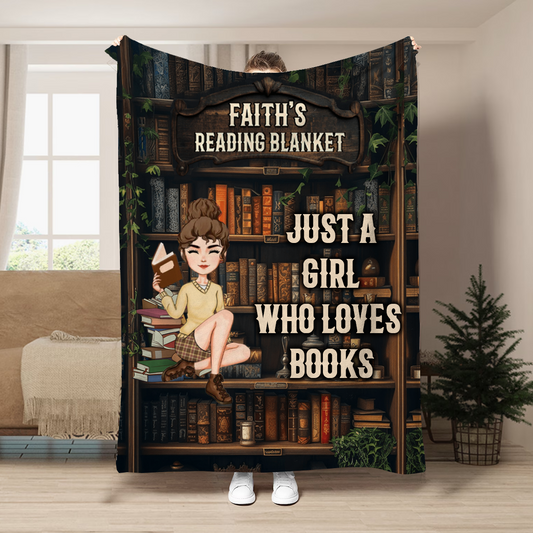 Just A Girl Boy Who Loves Books - Personalized Fleece Blanket, Sherpa Blanket