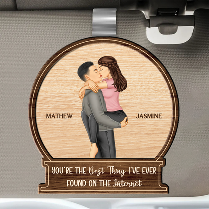 Kissing Couple Best Thing On The Internet - Personalized Custom Shaped Car Visor Clip